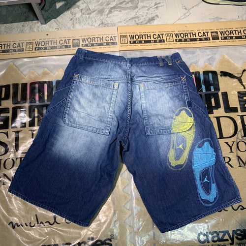 IV Vintage NIKE Air Jordan 25th Anniversary Denim Jean Shorts Size 36